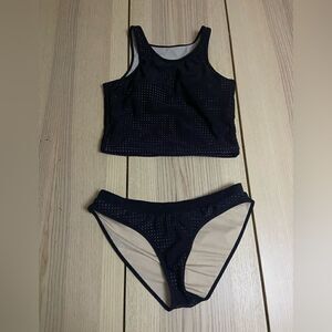 Fabletics Black Two Piece Valentina Midi Bikini Set Black - Medium